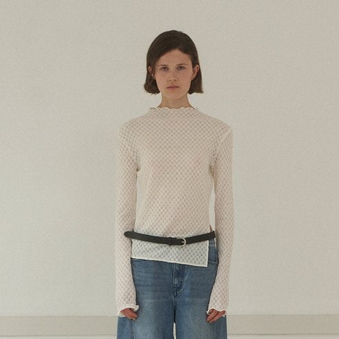 나인(Atelier Nain) (택가:45,000원)링클 하프 넥 슬림 티(T-6887)