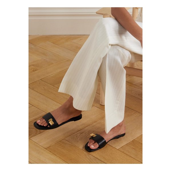 패드락 장식 가죽 슬라이더 블랙 46376663162843374