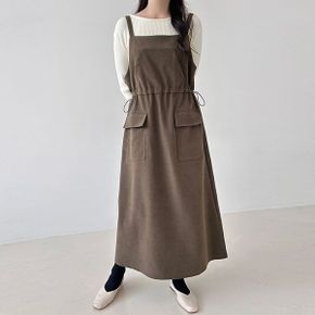 스트링 뷔스티에 롱 원피스 빅포켓 레이어드 민소매 드레스_P440747740
