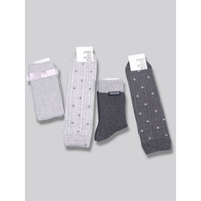 양말선물세트 SET006-흑임자 그레이 회색 여성 패션 리본 꽃 양말   SOCKS