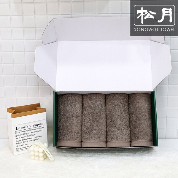 송월타올 1퍼센테이지 브라운빈 200g 40수 코마사 타올 4P 선물세트
