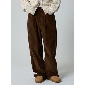 커스텀 원턱 와이드 코듀로이 팬츠 브라운_Custom One Tuck Wide Corduroy Pants Brown