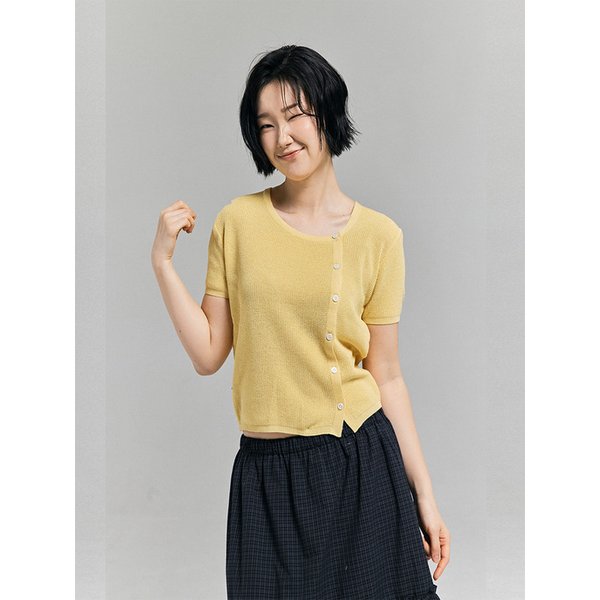 언발란스 반팔니트 가디건 라이트옐로우