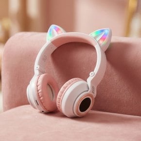 LED 고양이 헤드셋 블루투스 헤드폰 어린이 초등 유아