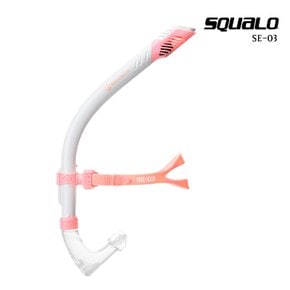 SQUALO 센터스노클3 SE-03 드라이탑 장착 수영 강습용 훈련 연습용품 화이트핑크