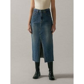 Front Slit Denim Skirt [2COLOR]