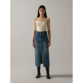 Front Slit Denim Skirt [2COLOR]