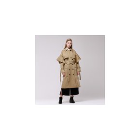 Handkerchief Sleeve Beige Trench Coat