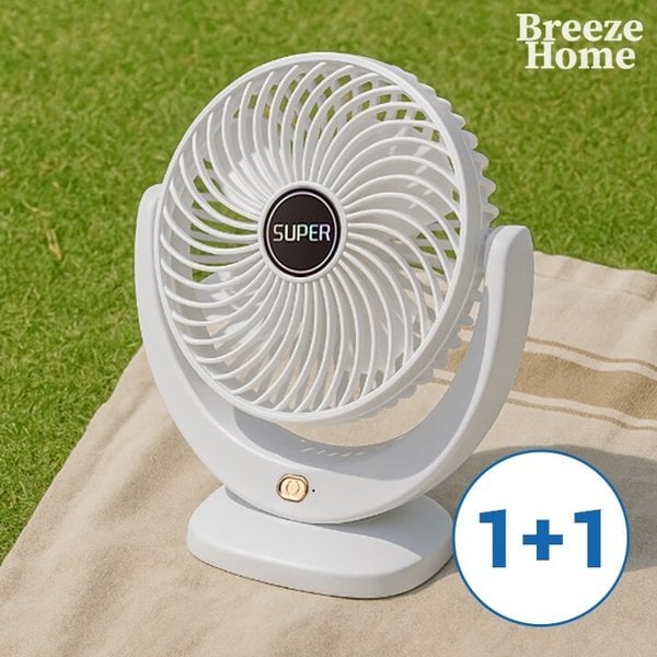 브리즈홈 1+1 KC인증 윈드쿨 저소음 5엽날개 탁상용 선풍기(화이트/블랙)