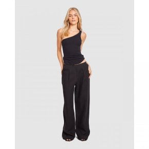 4505631 Chosen By Tuchuzy Linen Raw Low Rise Pant - Black