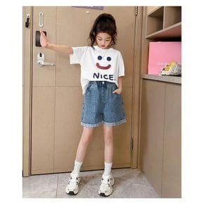 아동 키즈 데일리 롤업 밴딩 데님 반바지