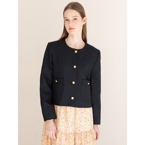 Tweed minimal jacket_Navy