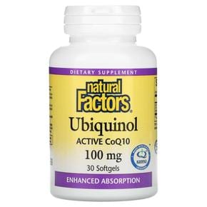 미국직구 Natural Factors 내추럴팩터스 유비퀴놀 액티브 코큐텐 100mg 30소프트젤