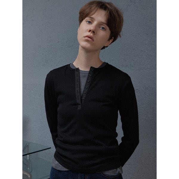rachel henley tee - black