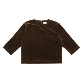 ROUND NECK VELVET TOP : BROWN