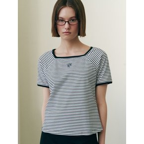 STRIPE SQUARE NECK T-SHIRTS BK