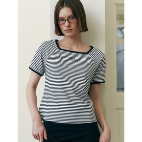 STRIPE SQUARE NECK T-SHIRTS BK