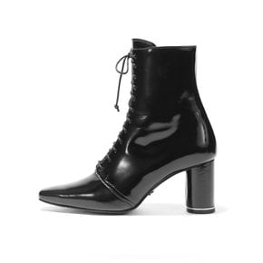 Glossy Lace-Up Boots_Black