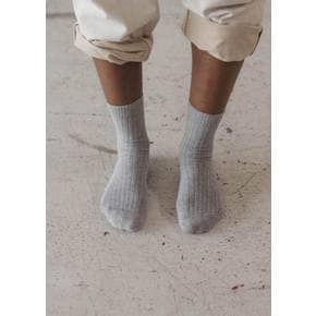 베이스레인지 26PS Rib Overankle Socks, Grey Melange