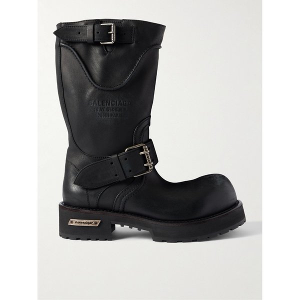 베놈 로고 디보스드 디스트레스드 가죽 부츠 46376663162909082