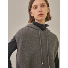 cashmere 100%  lame set-up hoodie vest - Gray