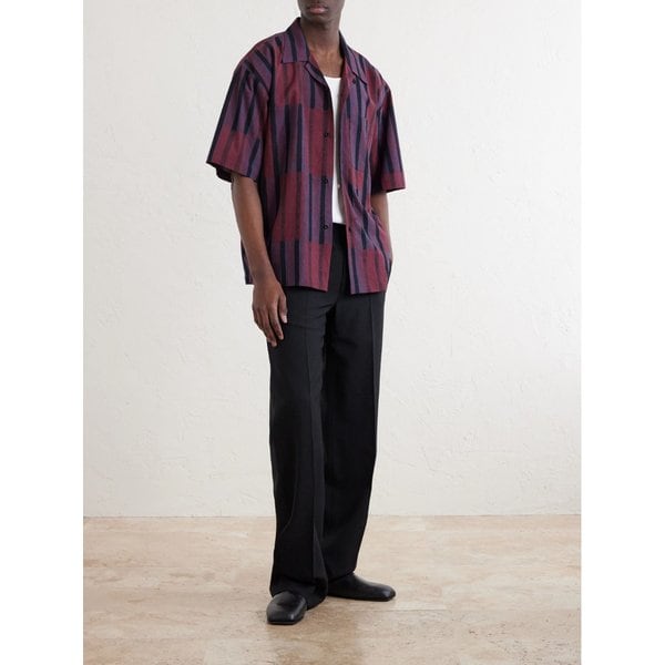 로히트 컨버터블 칼라 스트라이프 코튼 셔츠 46376663163099403