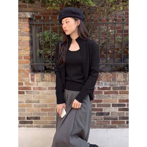 OUVERT HIGH NECK CARDIGAN SET (BLACK)