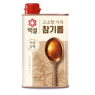 CJ 백설 고소함가득참기름 500ml(캔)