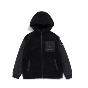 내셔널지오그래픽 키즈 N214KFT120 우븐배색  뽀글이 F-ZIP CARBON BLACK