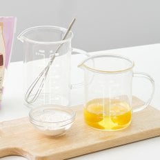 1+1 프리미엄 비커 내열 유리 계량컵 500ml / 홈카페 유리잔 컵 저그