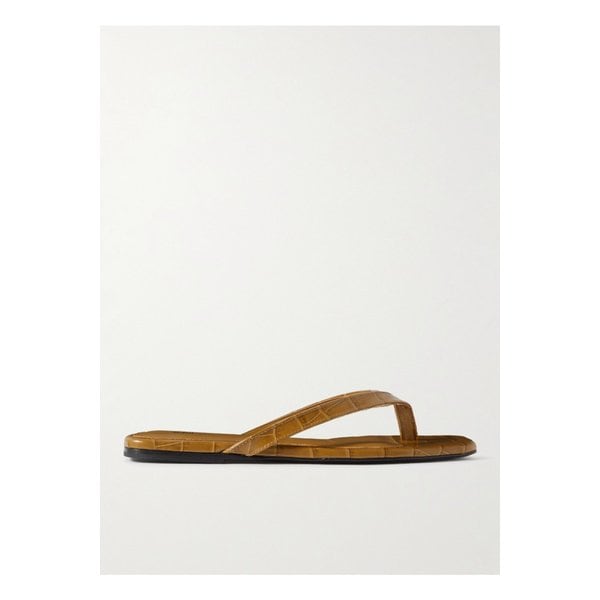 크로커다일 이펙트 가죽 플립플랍 베이지 1647597338715301