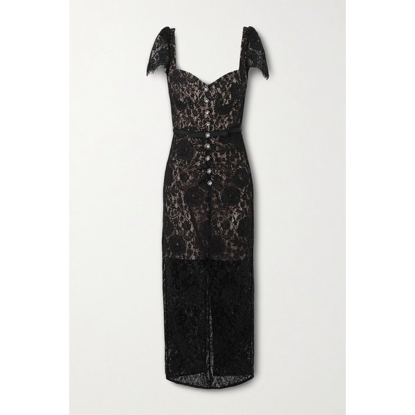 벨티드 장식 코튼 블렌드 레이스 미디 원피스 46376663162953062