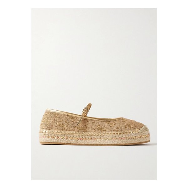 메탈릭 가죽 트리밍 로고 자수 스트로 플랫폼 에스파드리유 20mm 1647597349914176