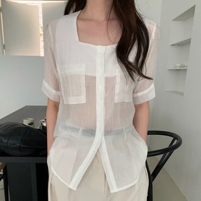 라테라 스퀘어넥 시스루 쉬폰 블라우스_M4725