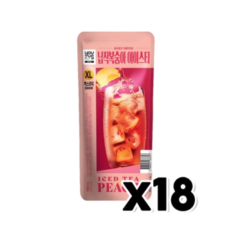  유어스 납작복숭아 아이스티 XL 파우치음료 500ml x 18개