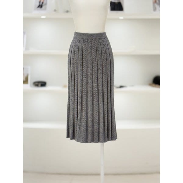[여주점] 여성 H라인 플리츠 니트 스커트 (L261KSD003)