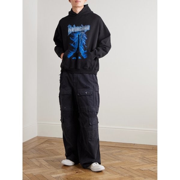 파리 썬더스토름 디스트레스드 로고 프린트 후드 티셔츠 46376663163056858