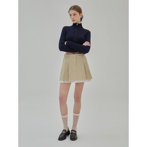 Pleated Mini Skirt in Beige VW2SS170-91