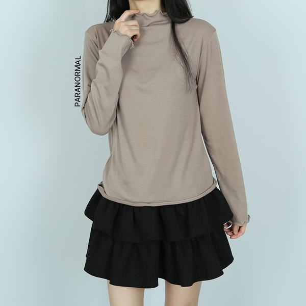 확대된 대표 파라노말샵 / 4색 물결 프릴 슬림 반폴라 긴팔 티셔츠 (파라노말샵)