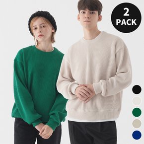 [2 PACK] 컴포터블 오버핏 크루넥 니트 (5color)