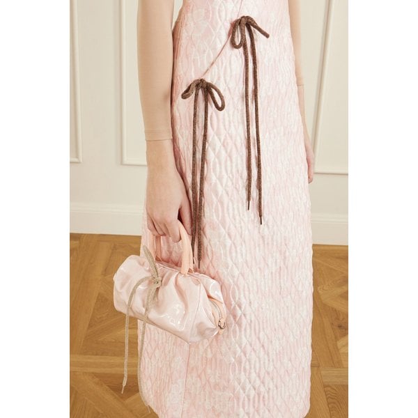 리본 디테일 가죽 쉐닐 트리밍 비닐 토트백 46376663163027635