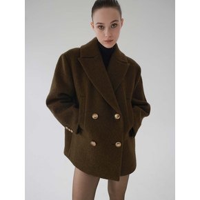 Jude Alpaca Wool Doublebreast Peacoat (Smoky Wood)