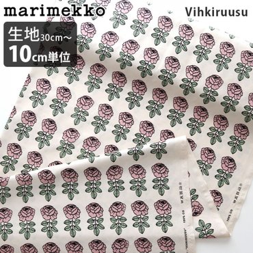  marimekko Vihkiruusu  (831) [메일편 발송] 마리메코 원단 비히키루스 코튼 패브릭 핑크×오프