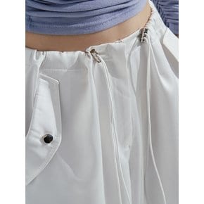 Wide Satin Cargo pants [White]