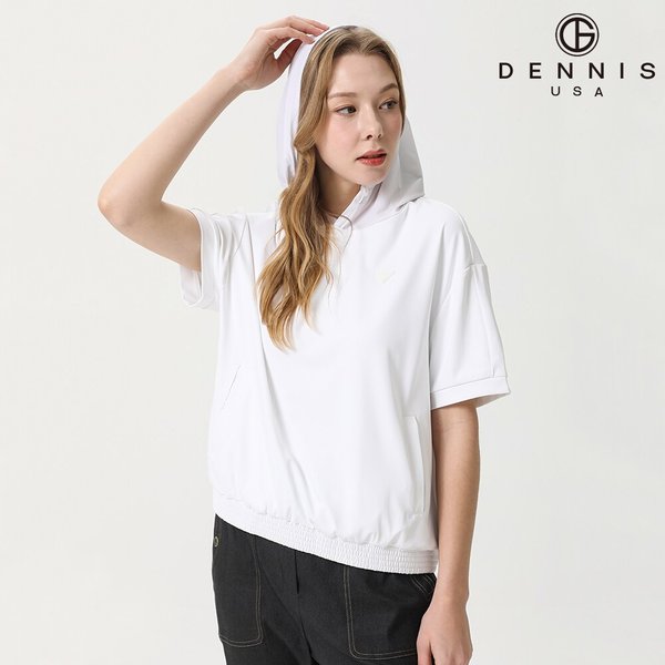 [DENNIS] 25SS신상 여성 스윙라인 시보리 반팔 후드티_NAQMLTS085