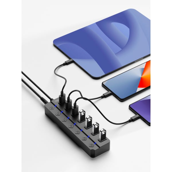 USB 3.2 개별전원 스위치 7포트 멀티허브 HUB-54