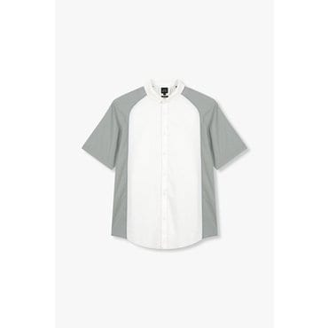 ARMANI EXCHANGE 남성 리브드 칼라 컬러 블록 셔츠( A415120016) 오프 화이트