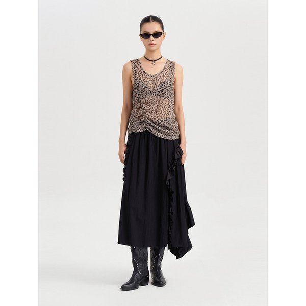 Frill Point Back Banding Long Skirt (black) LFKAA25110BKX
