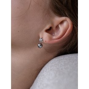 Rose and silver pearl drop earring