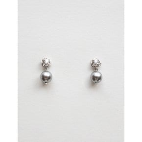 Rose and silver pearl drop earring